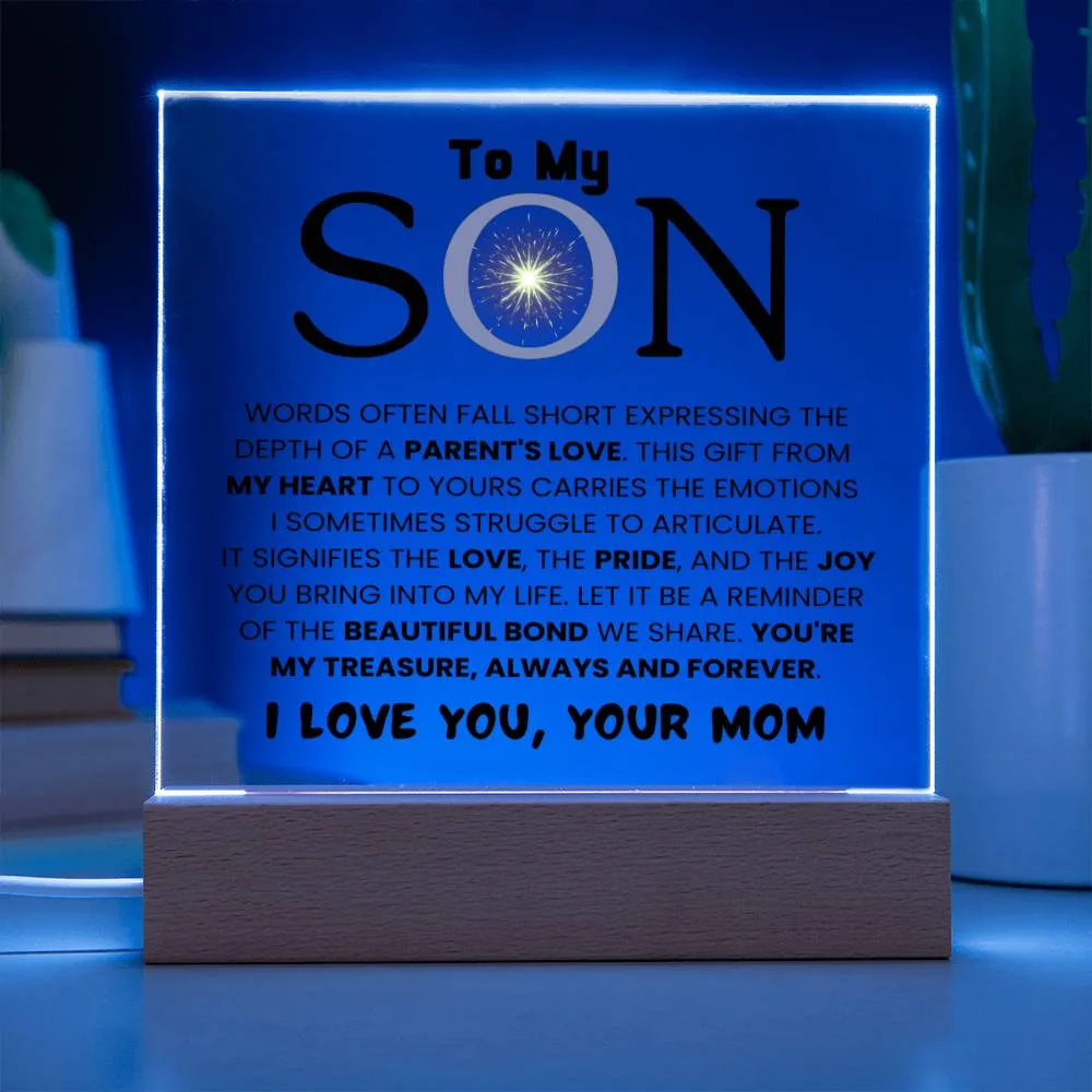 To My Son - Parent's Love - Square Acrylic Plaque