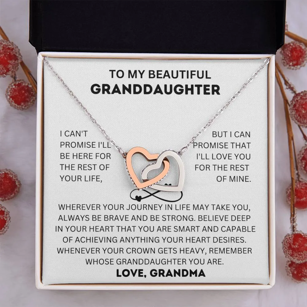 To My Beautiful Granddaughter - Grandma - Interlocking Hearts Necklace