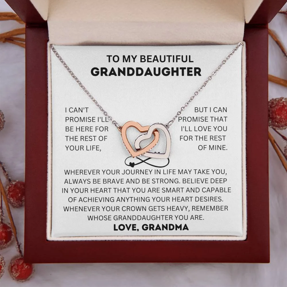 To My Beautiful Granddaughter - Grandma - Interlocking Hearts Necklace