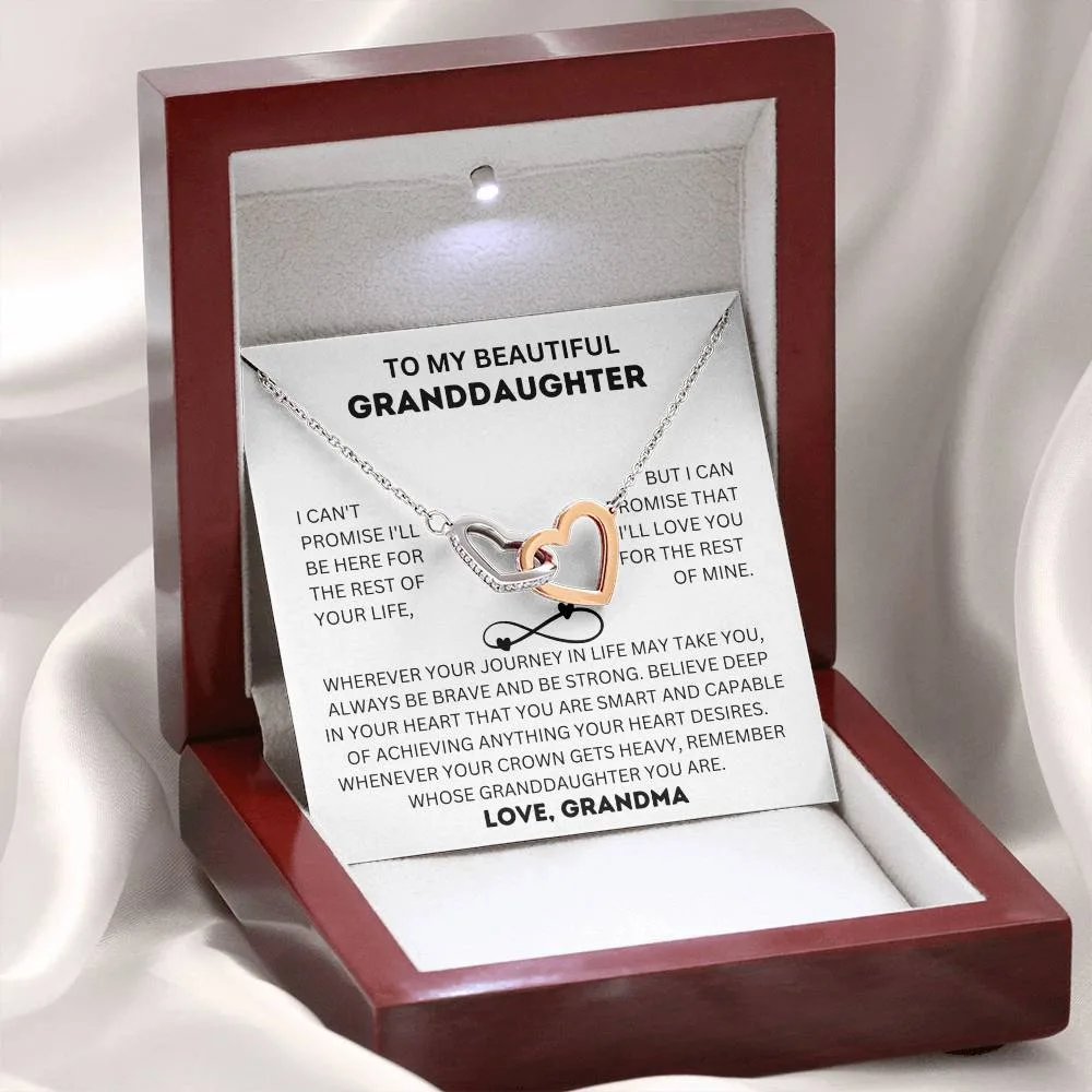 To My Beautiful Granddaughter - Grandma - Interlocking Hearts Necklace