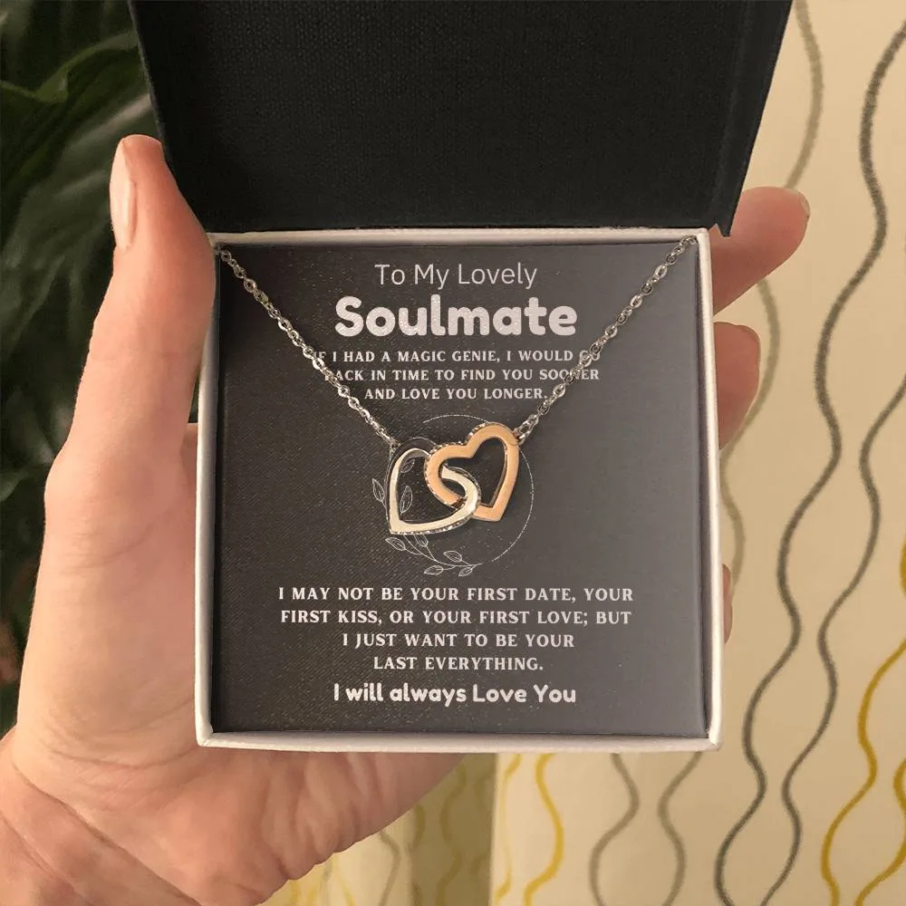 To My Lovely Soulmate - First Date - Interlocking Hearts Necklace