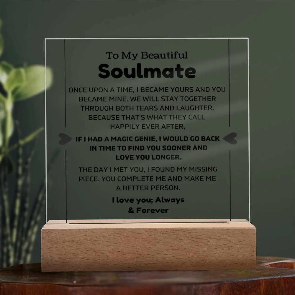 To My Beautiful Soulmate - Once Upon - Square Acrylic Plaque