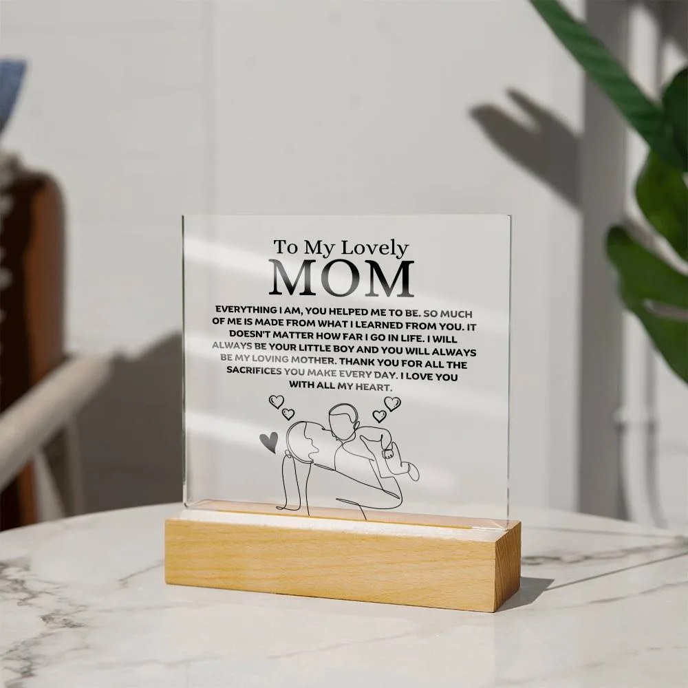To My Lovely Mom - Your Little Boy - Square Acrylic Plaque