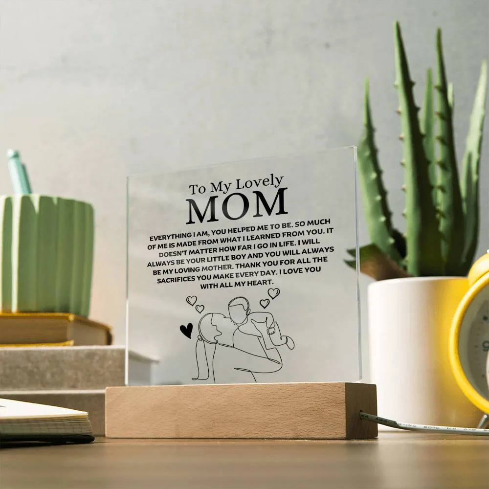 To My Lovely Mom - Your Little Boy - Square Acrylic Plaque